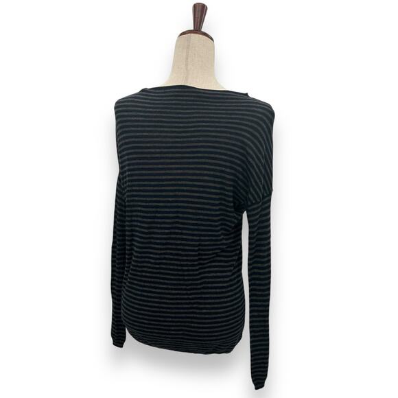 Vince Black and Gray Striped Crew Neck Sweater - Picture 8 of 9